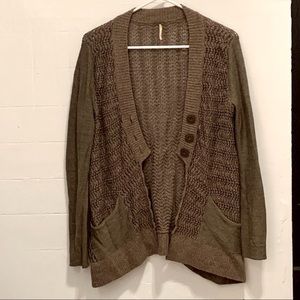Free People. Brown cardigan with sparkle thread.